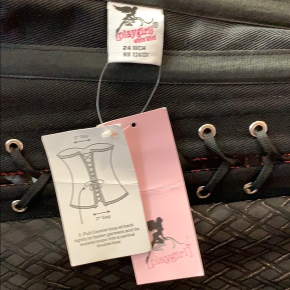 PLAYGIRL LONG BLACK & RED Brocade CORSET. - Picture 5 of 8